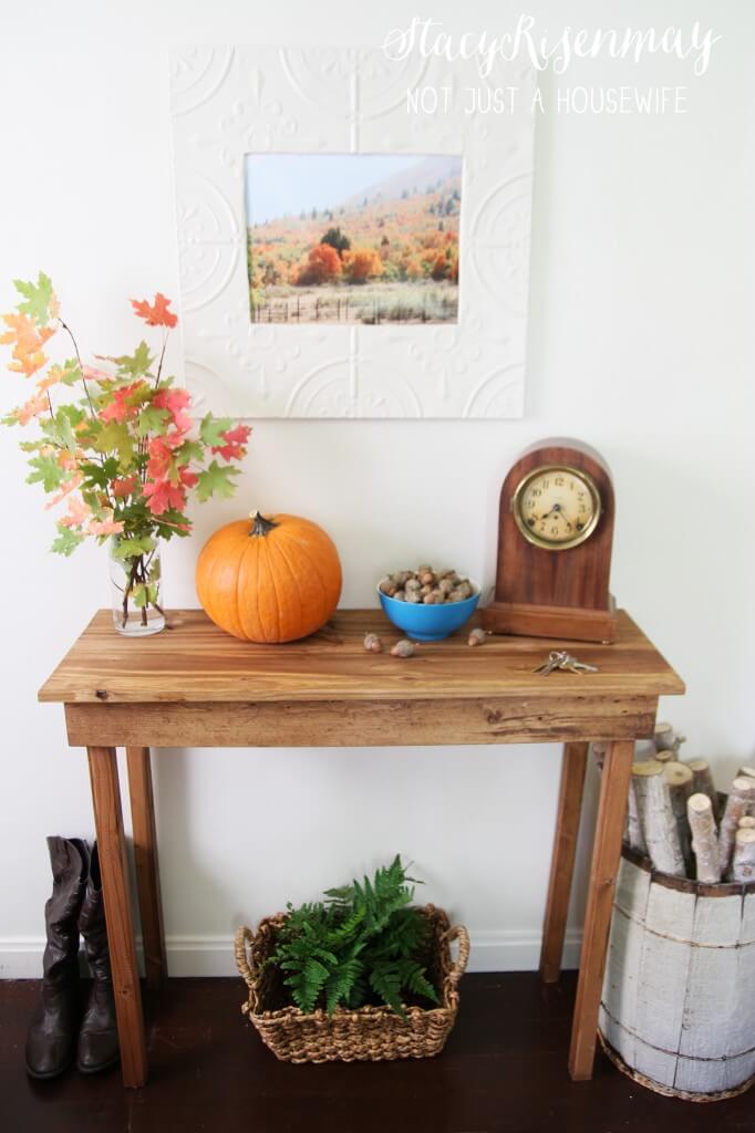 Harvest Themed Entryway Table with Pumpkin
