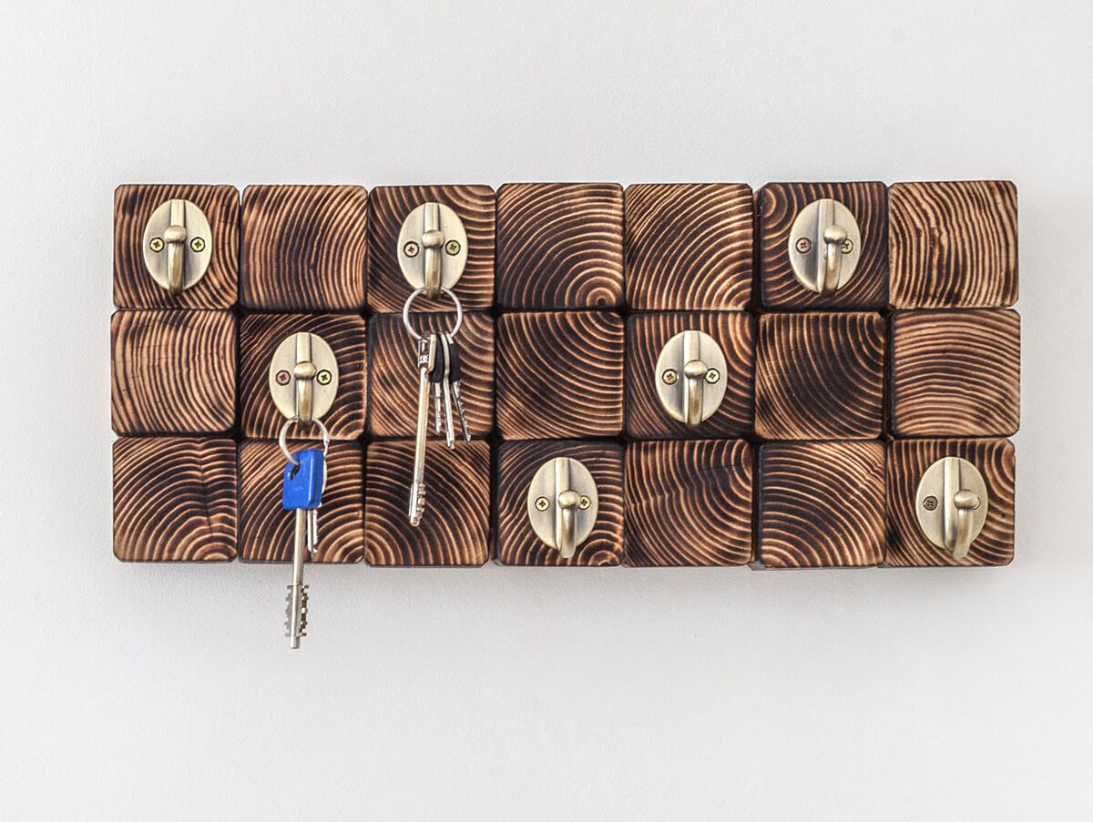 Wooden Wall Art and Key Rack