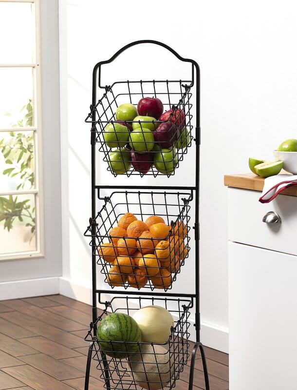 3-Tier Metal Basket for storing Fruits and Vegetables