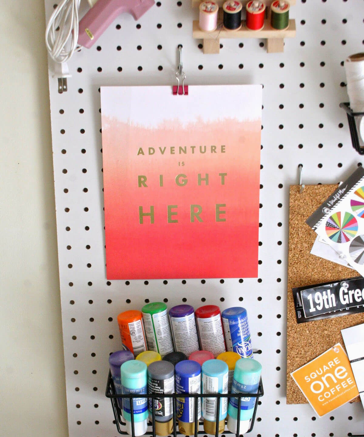 Colorful Pegboard Organizer for Your Craft Room