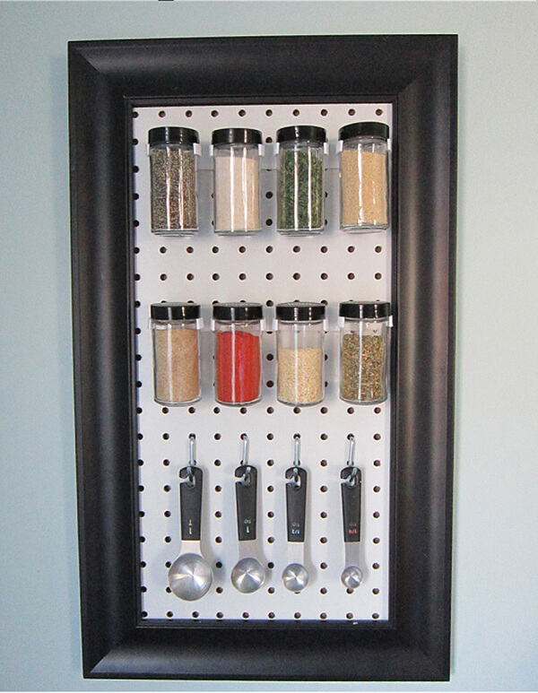 Pegboard Spice Rack Framed Organizer