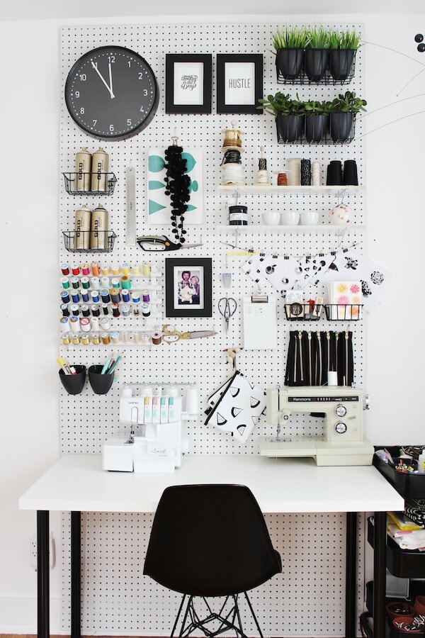 Wall-to-Ceiling Pegboard Organizer for Craft Room