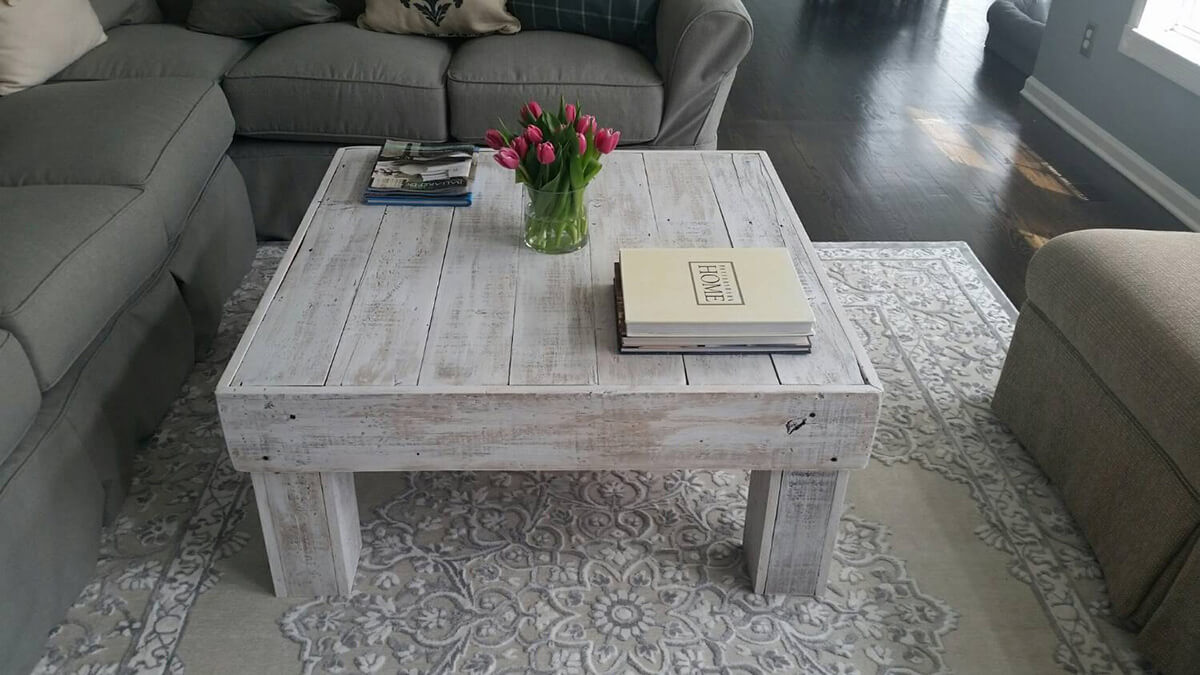 White Washed and Simple Cube Table