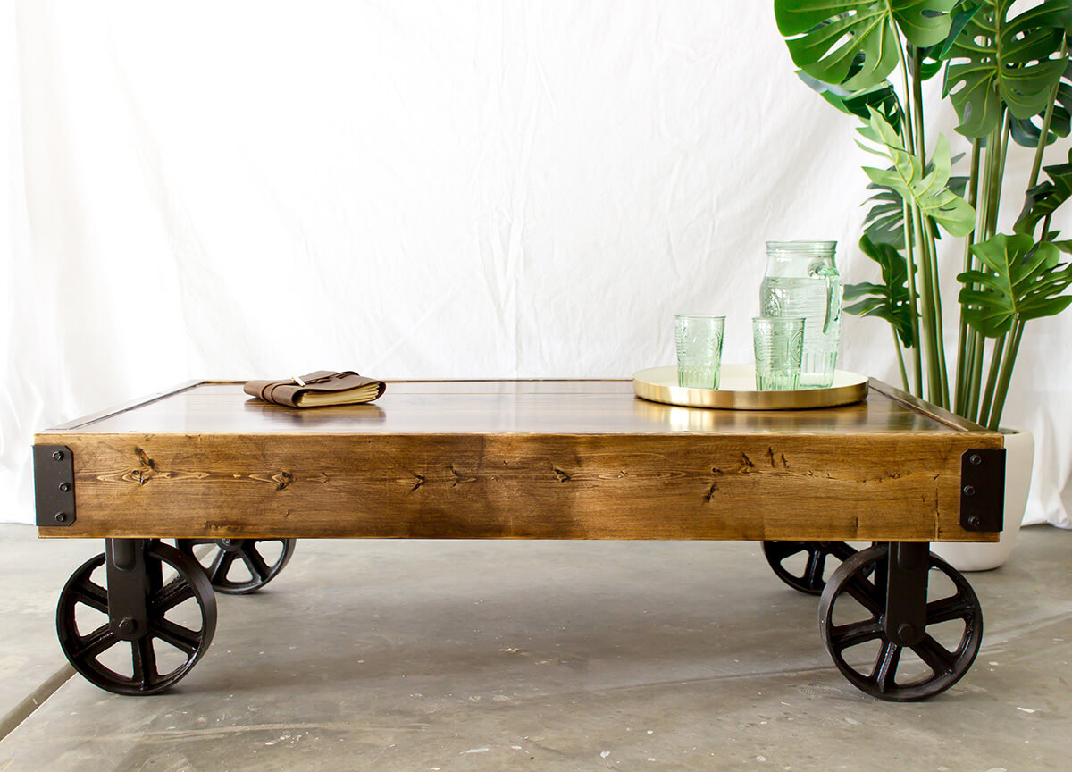 Distressed Railroad Cart of Yellow Pine