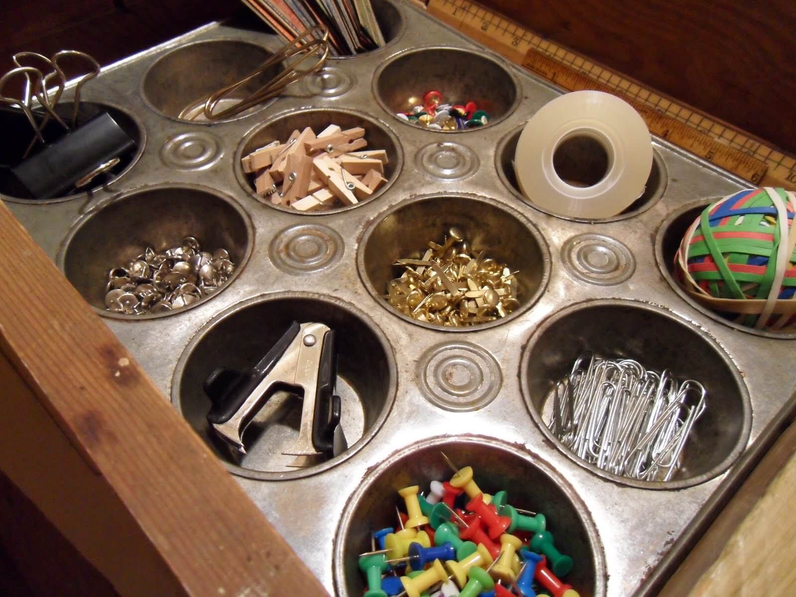 Repurposed Muffin Tin Craft Organizer