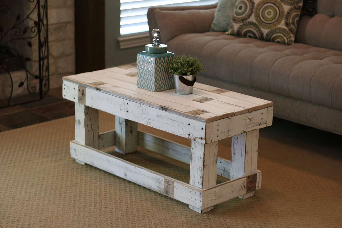 Off-White Wood and Antique Weathering Table
