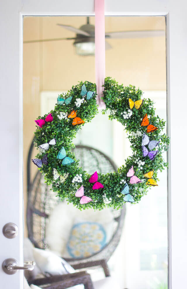 Fluttering Butterflies Settled on Wreath