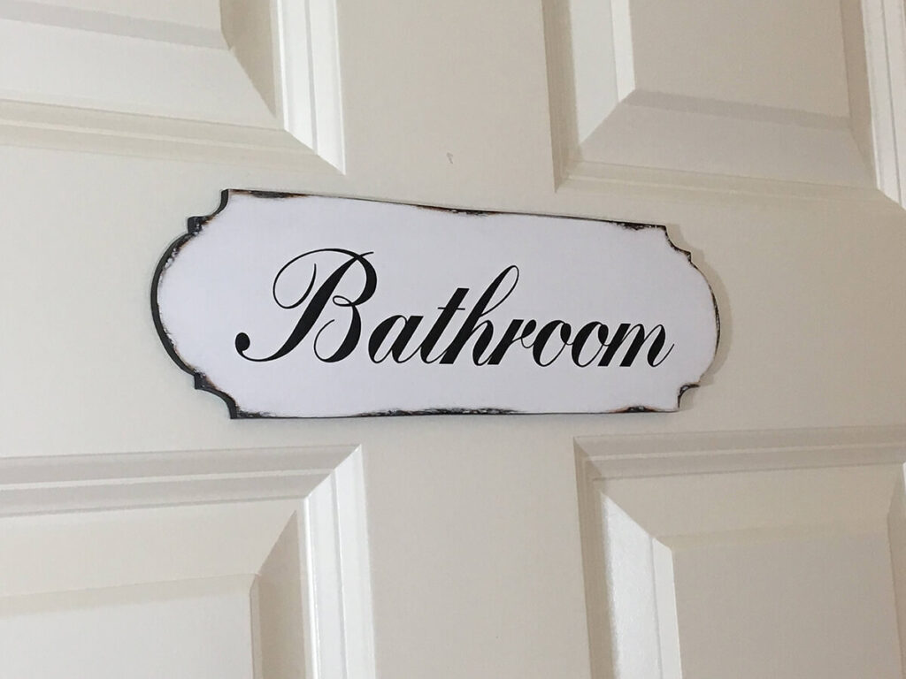 Bathroom door signs for home