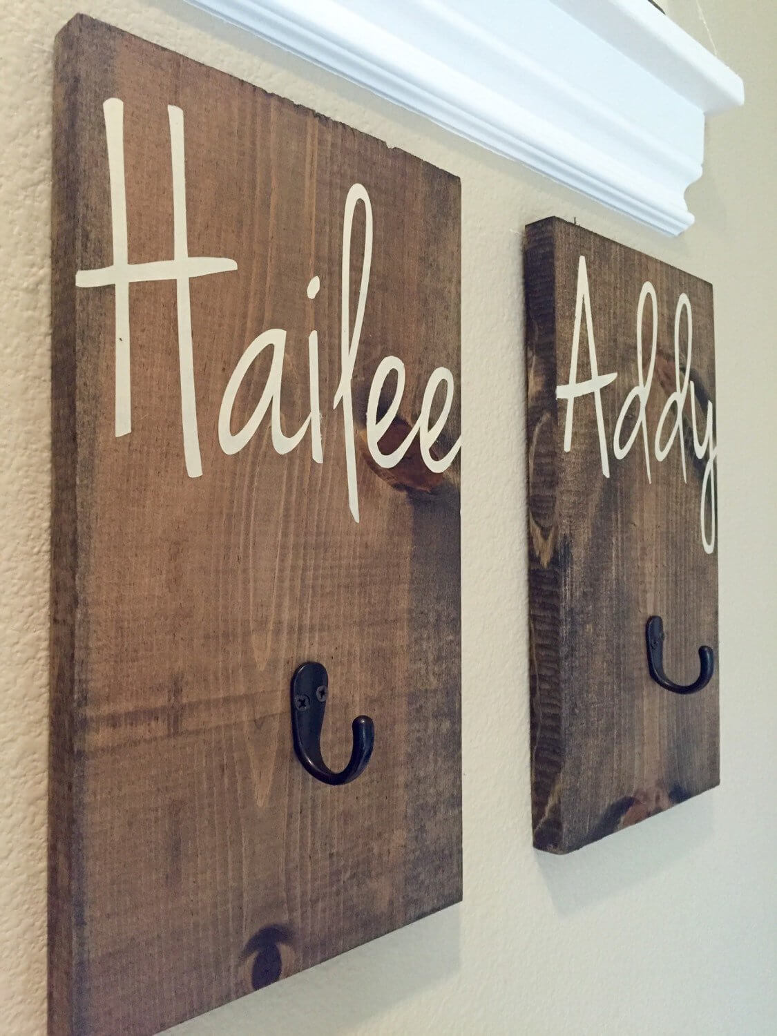 Rustic Wood Personalized Wall Hooks