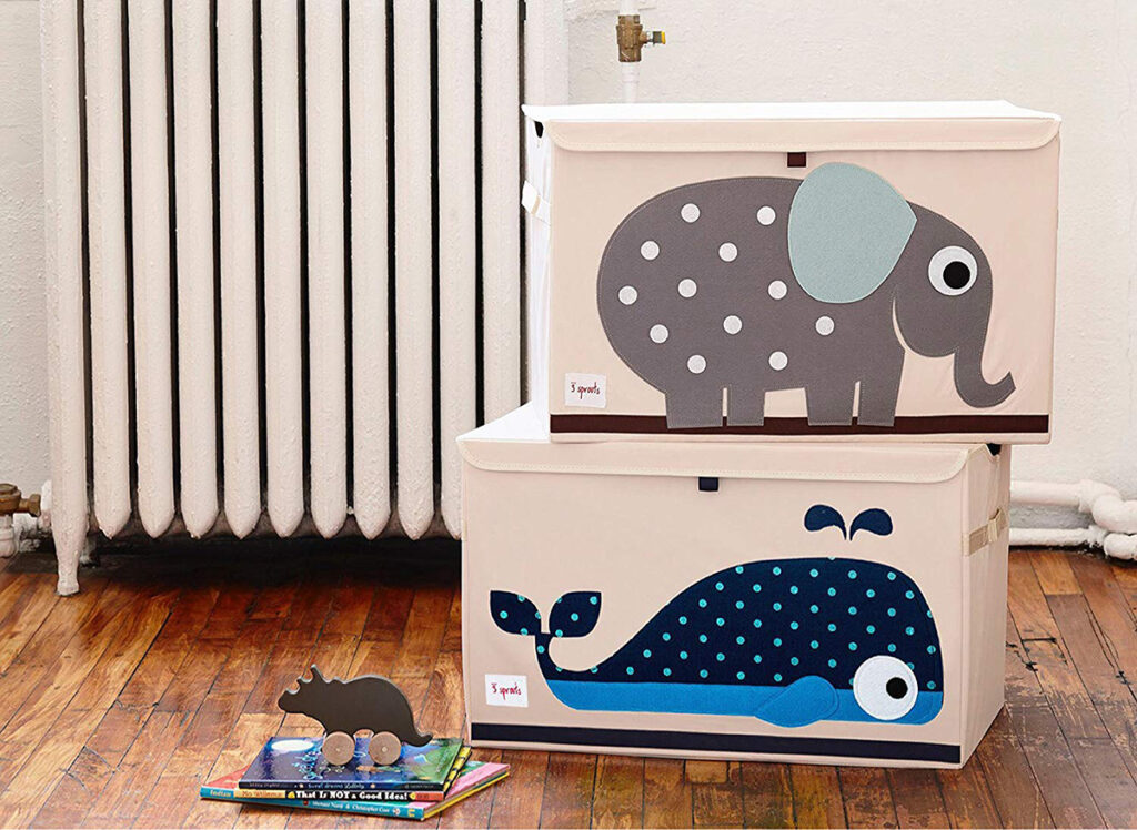 canvas toy storage with lid