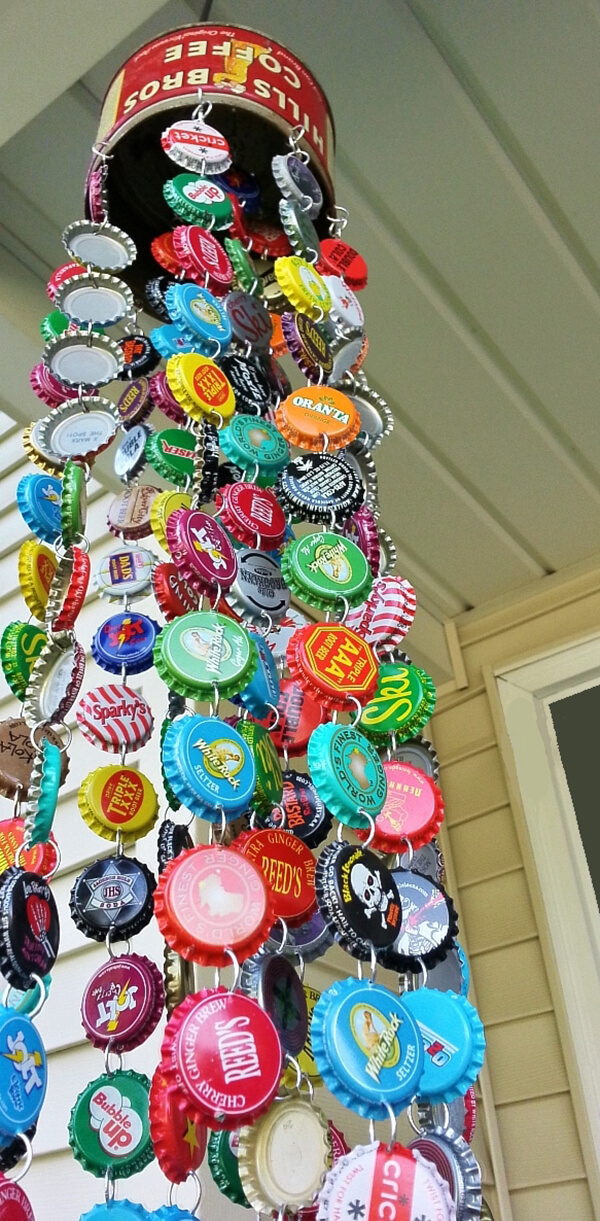 Coffee Tin and Bottle Cap Wind Chime
