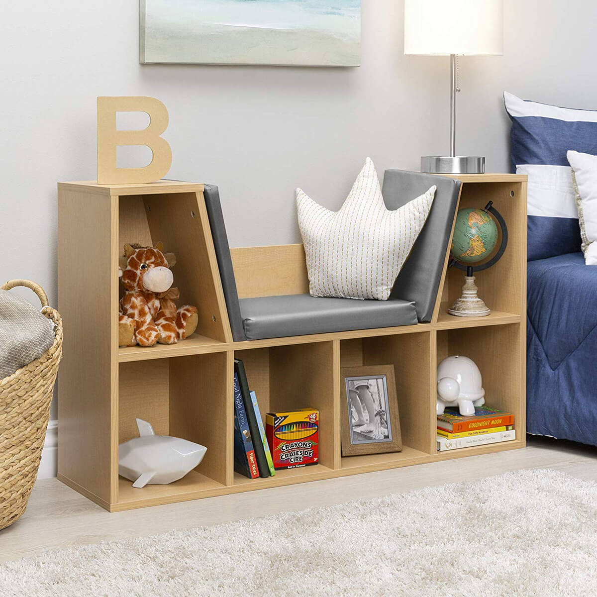 Cute and Practical Reading Nook with Cubbies
