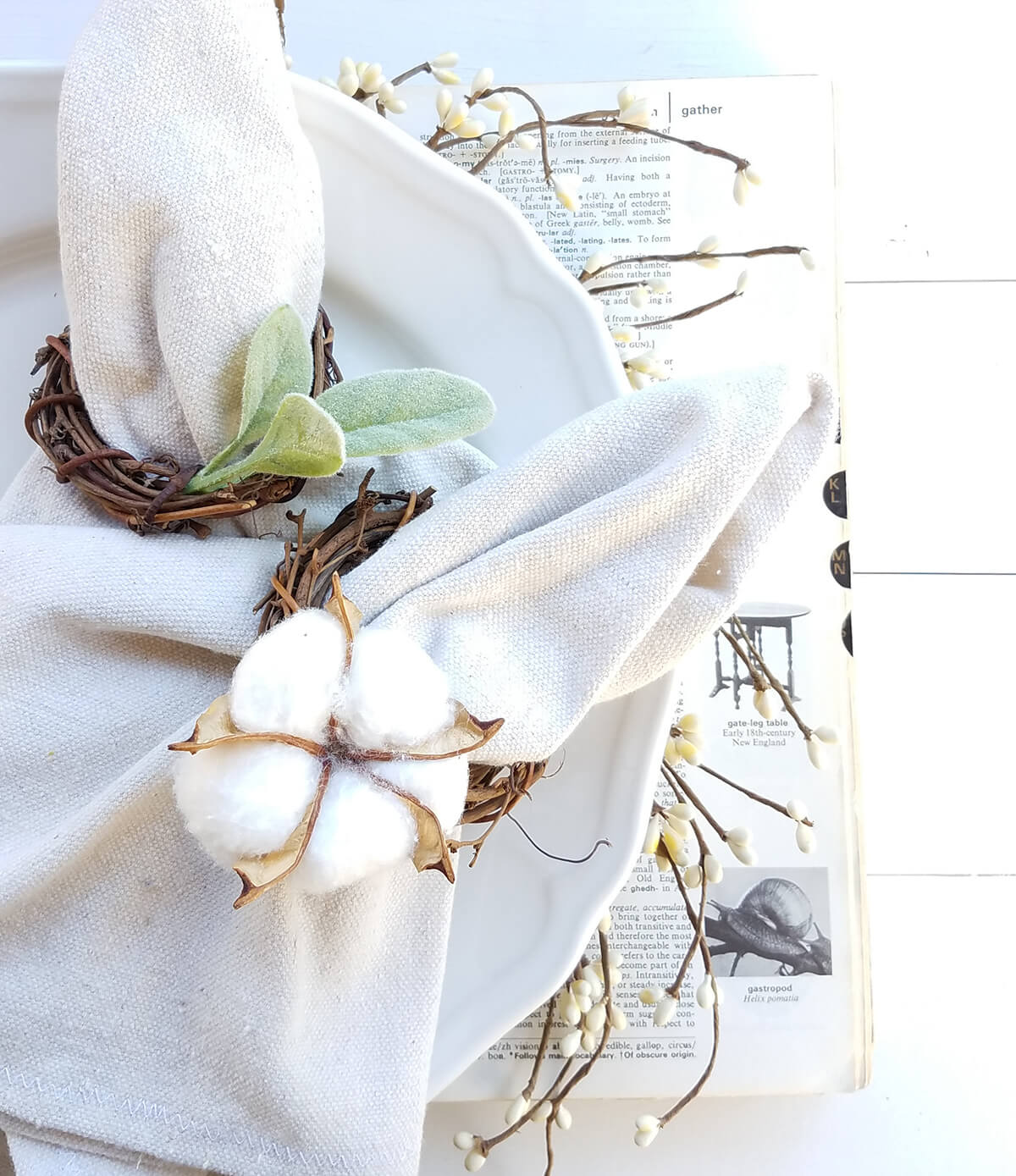 Delicate Cotton and Twine Napkin Rings