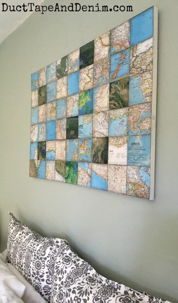 Beautiful Paper Map Mosaic Artwork