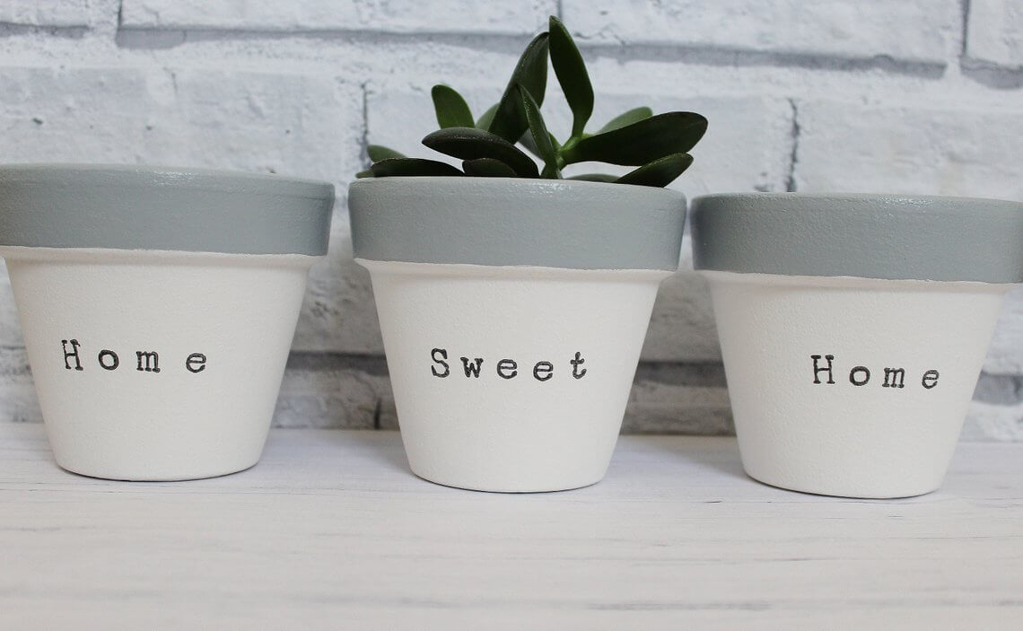 Hand-Stamped “Home Sweet Home” Set of Three