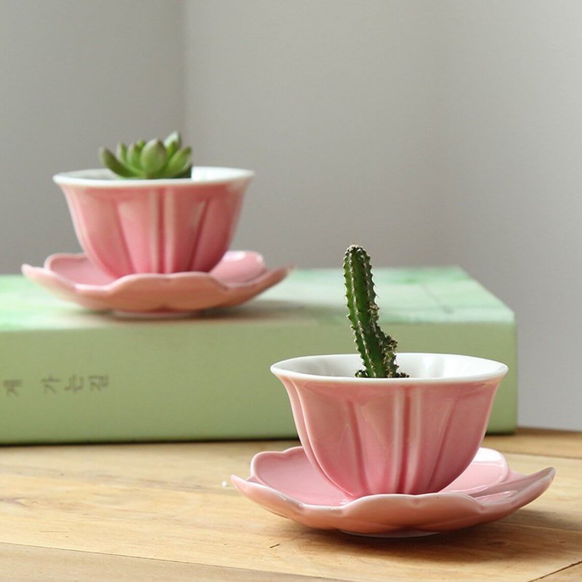 Delicate Pink Teacup Succulent Holder