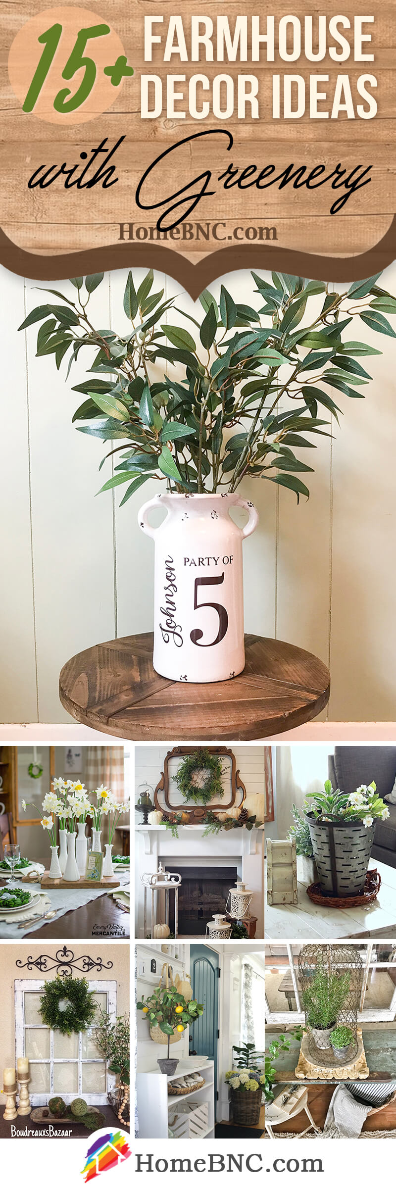 Farmhouse Decor with Greenery