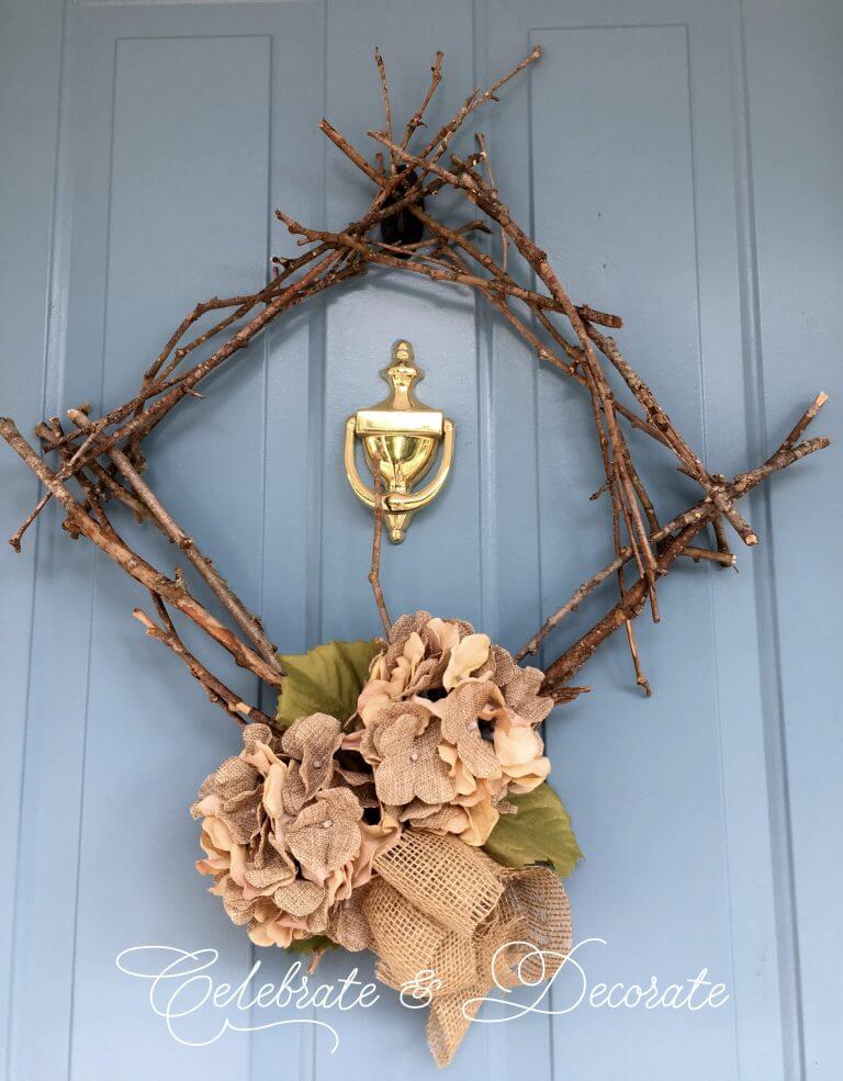 Rustic Twig Wreath with a Farmhouse Touch