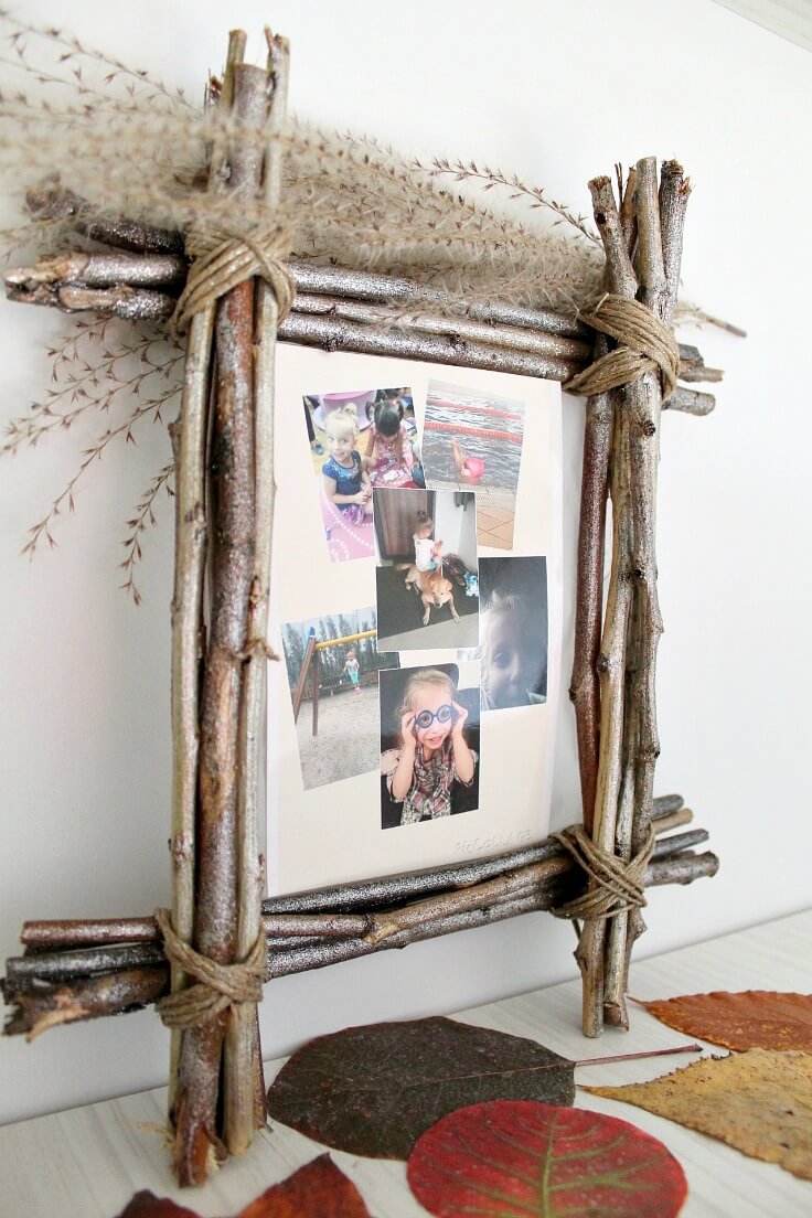 Rustic Photo Frame Wrapped with Twigs