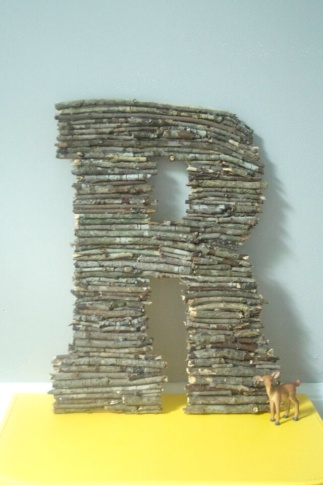 Wooden Letter Monogram Made Using Twigs