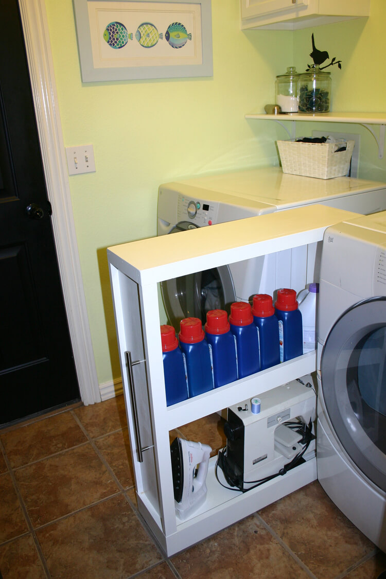 Hidden Rollout Shelves for Laundry Supplies