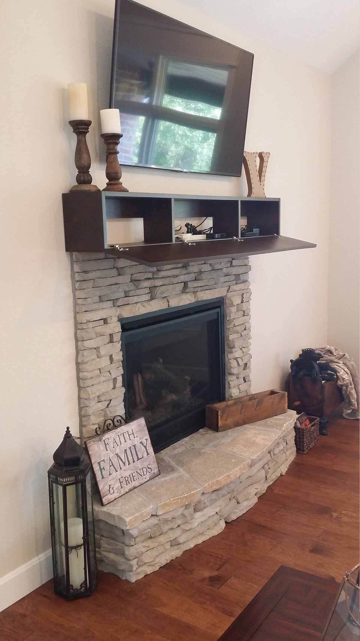 Fireplace Mantel with Hidden Storage
