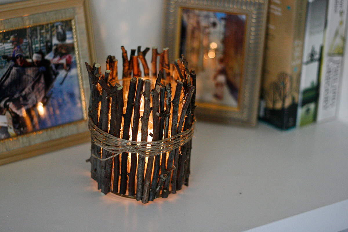 DIY Rustic Twig Candle Holder