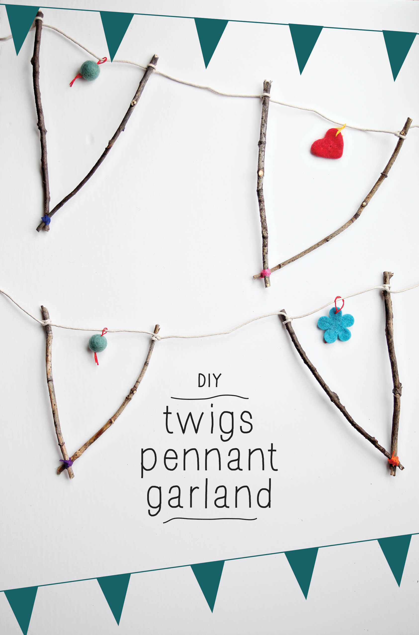 Twig Pennant Garland for Parties or Display