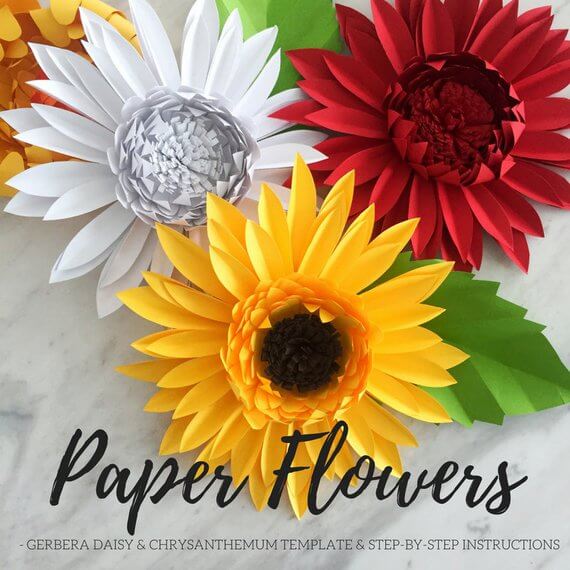 Large Paper Flower Flower Display Wall Decor Gerber Daisy