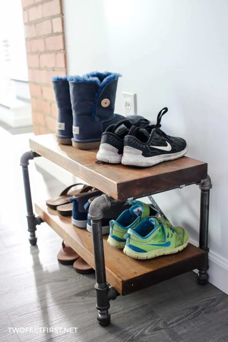 Industrial Wrought Iron Shoe Rack