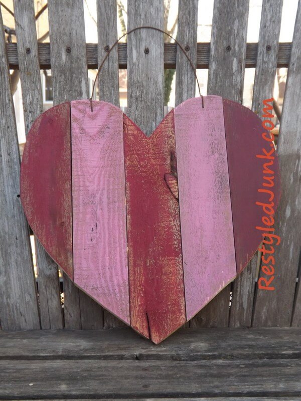 Pink Reclaimed Wood Hanging Heart