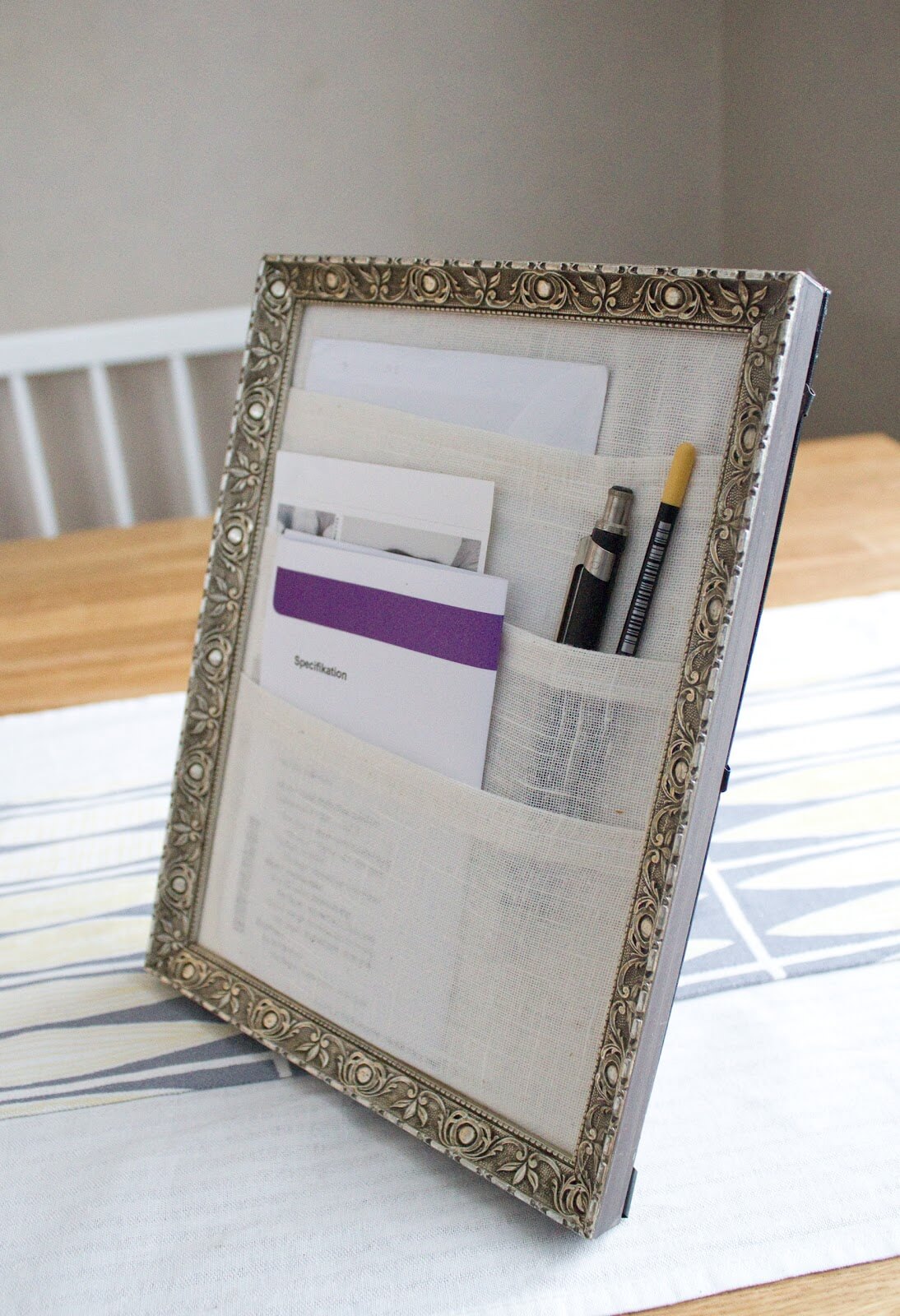 Table Top Organizer Using a Dollar Frame