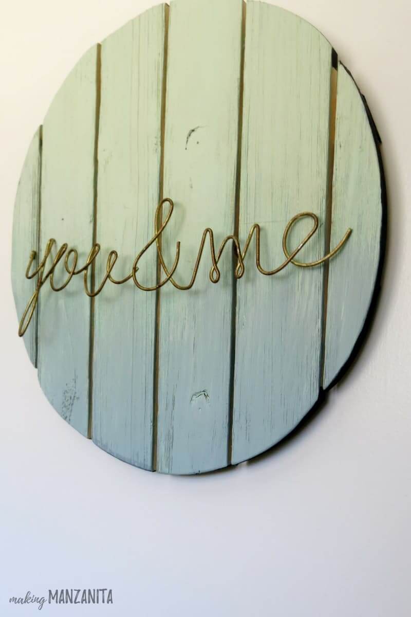 Ombre Painted Wood and Metal Sig