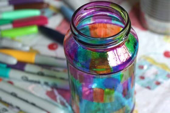 Fun Marker-Colored Stained Glass Container