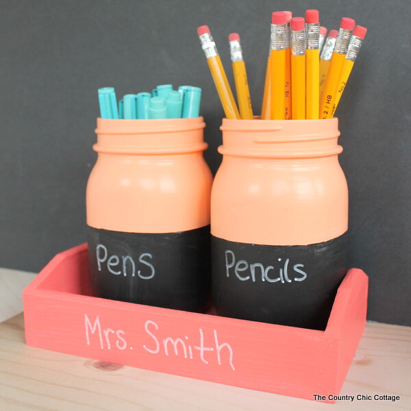 Prim and Peachy Jar Desk Organizers