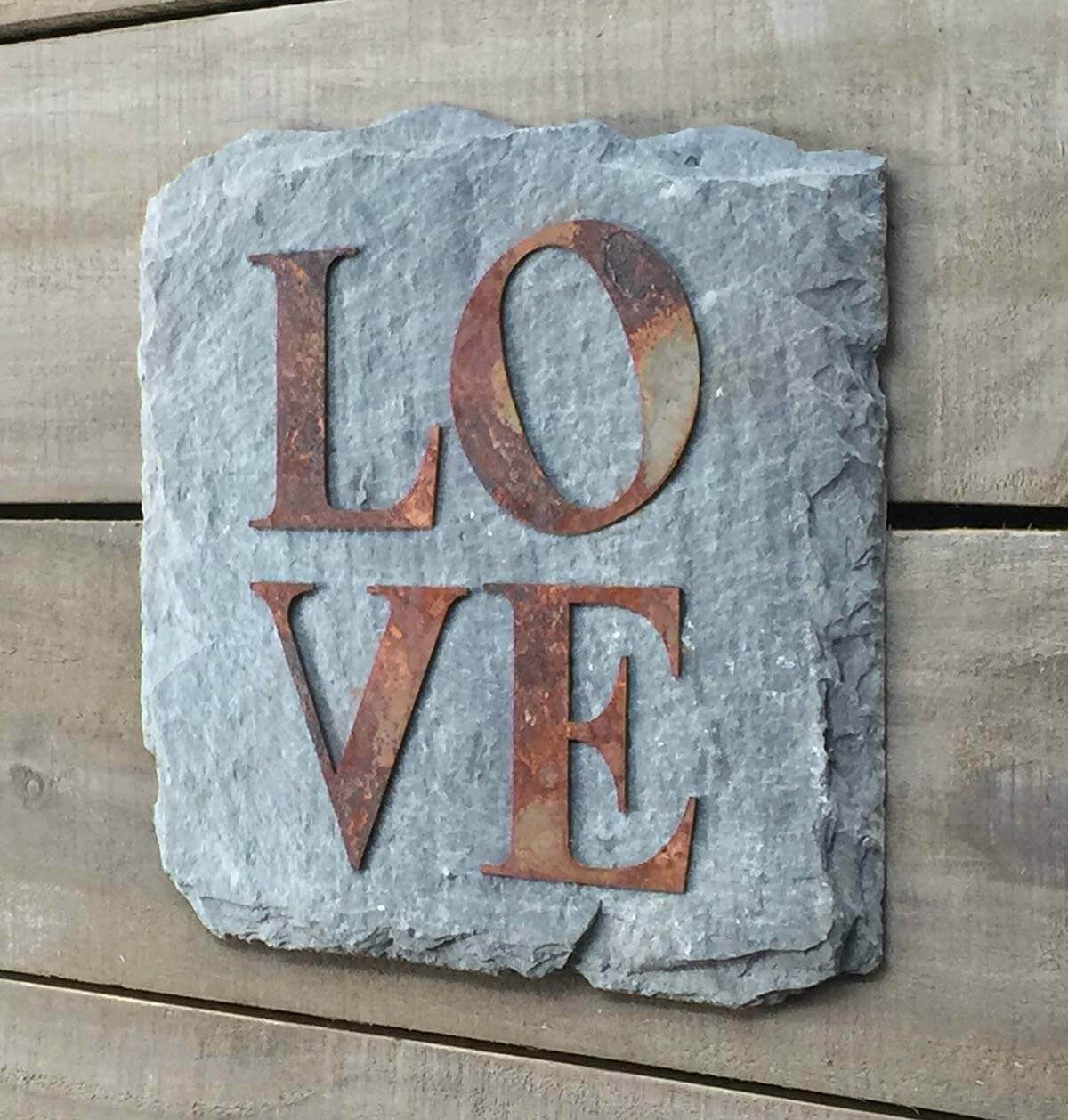 Rusty Metal Love Letters from Reclaimed Roof Tile