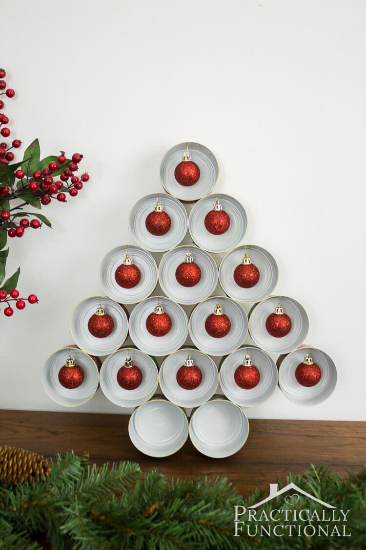 Festive Holiday Tin Can Tree