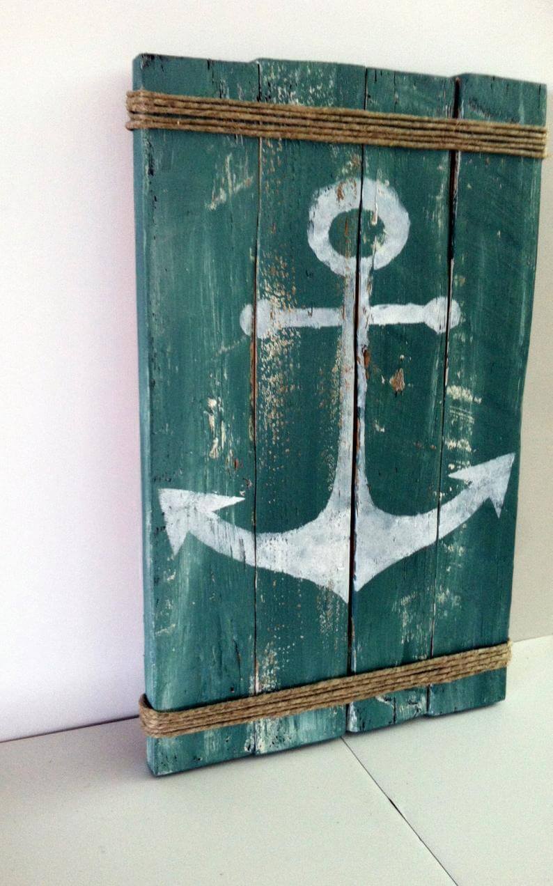 Anchors Away Weathered Sea Blue Board