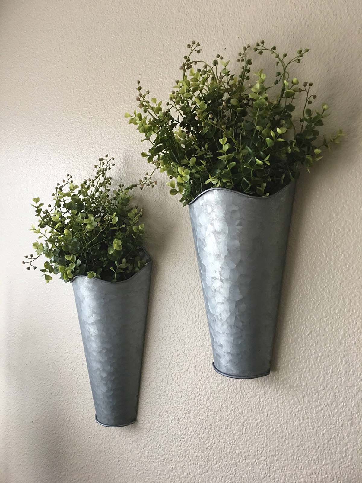 Galvanized Set of Metal Wall Planters