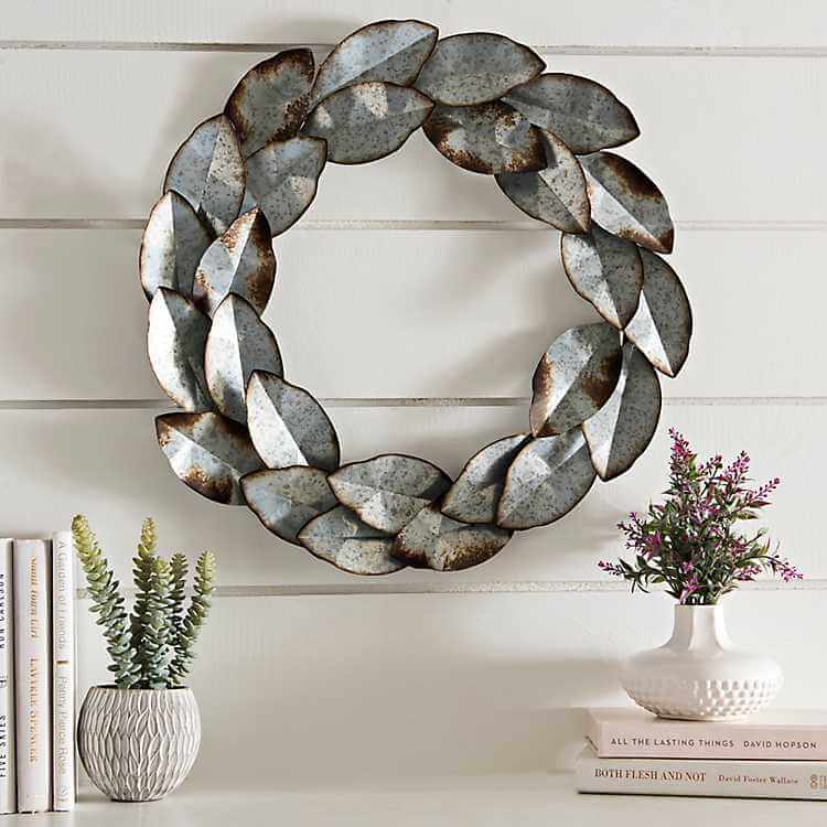 Rustic Galvanized Metal Leaf Wreath