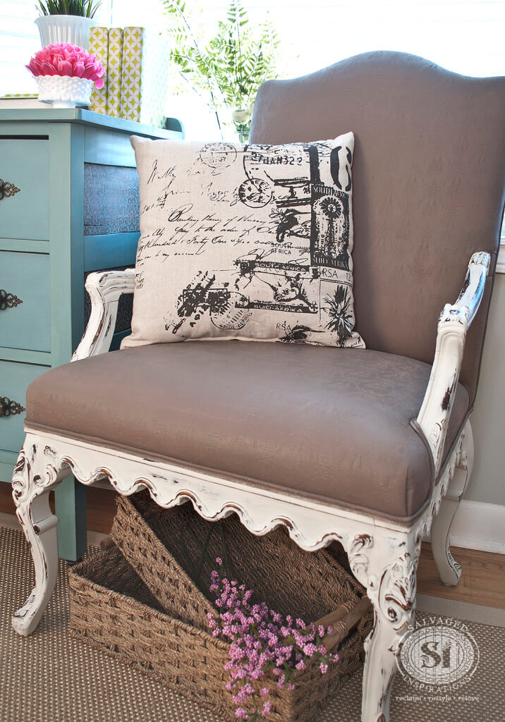 Distressed Antique Painted Cushion Armchair