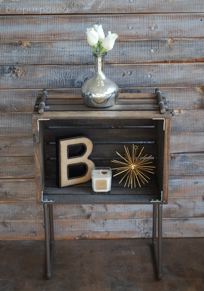 Wooden Crate Table with Pipe Detailing