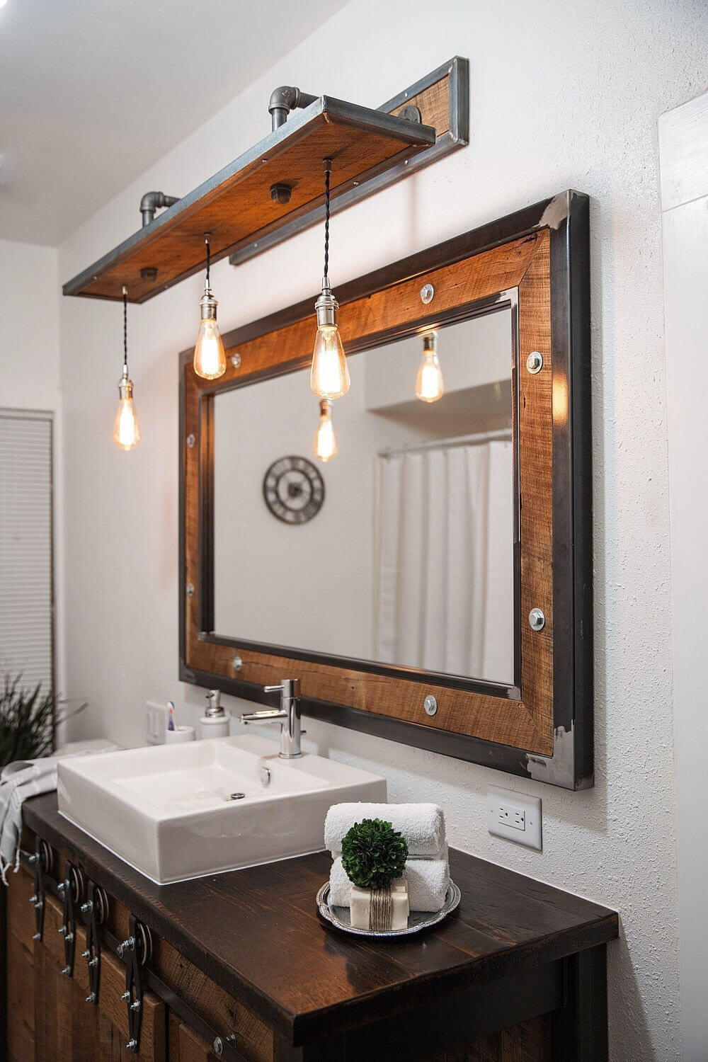 diy rustic bathroom lighting