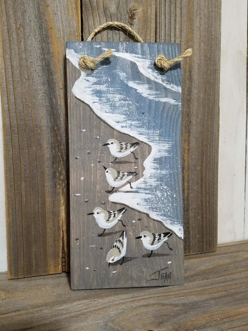 Seaside Seagulls Wooden Art Piece