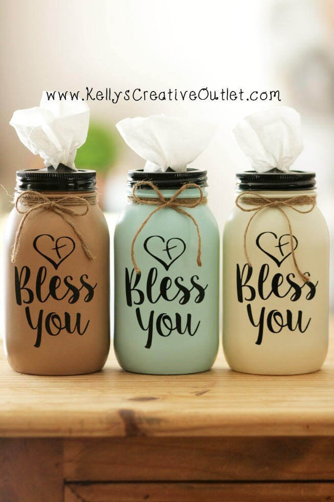 Cute Bless You Colored Tissue Jar