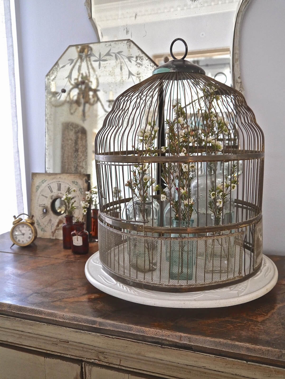 Antique Birdcage for Wildflowers for the Farmhouse Style Living Room