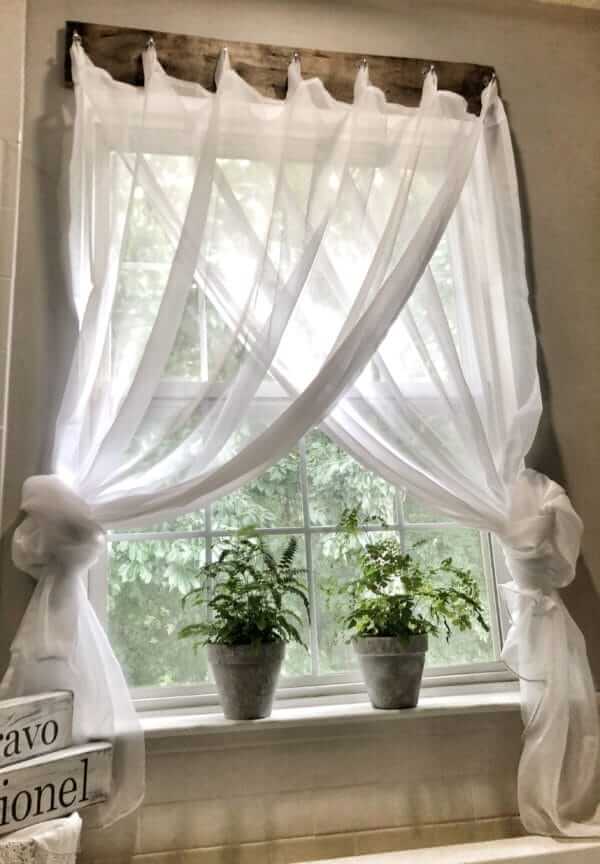 Expensive-Looking DIY Board and Hook Curtains for the Farmhouse Living Room