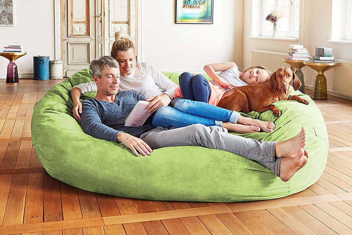 Lumaland Luxury 7-Foot Long Bean Bag Family Sofa