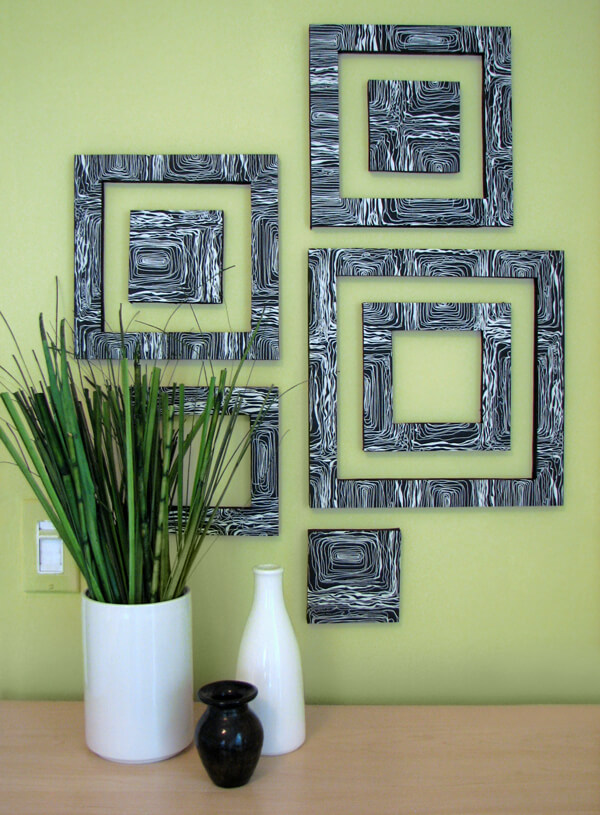 Funky Squares Art Design for Living Space, Living Room Walls