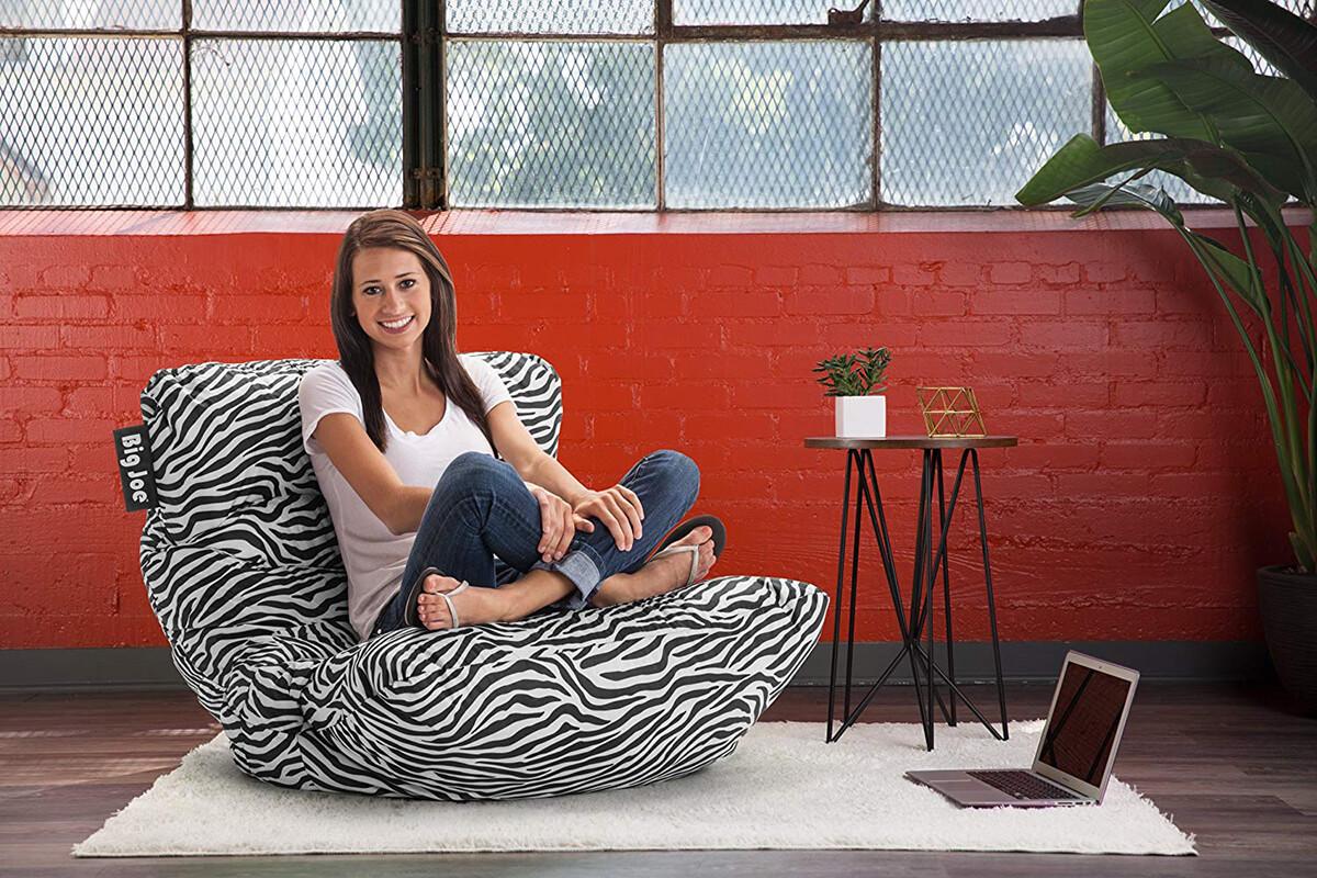 big joe zebra bean bag chair